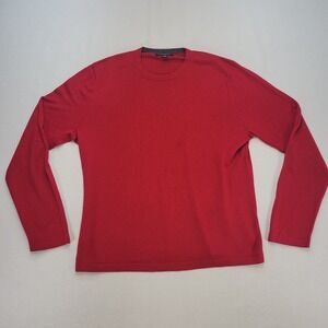 Banana Republic Sweater Mens Large Red Cashmere Silk Crewneck Preppy Holiday